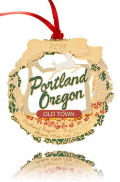 2011 Portland Ornament: Historic White Stag Sign (Yellow Border)