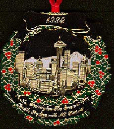 1994 Seattle Ornament: The Emerald City: Skyline with Mt. Rainier